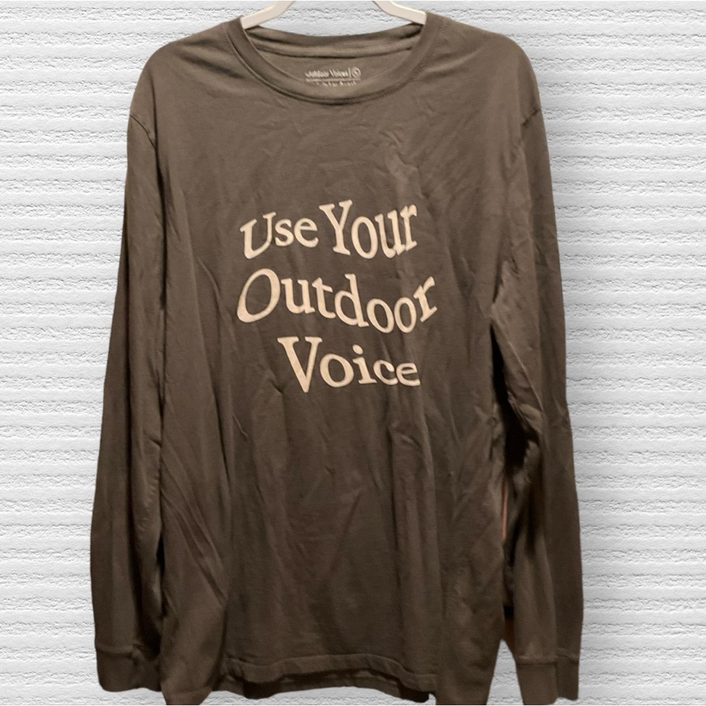 Outdoor Voices Brown Long Sleeve "Use Your Outdoor Voice" Tee